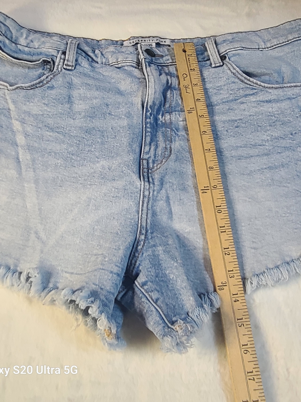 Light Blue Denim Frayed Hem Women’s Shorts - Picture 5 of 9